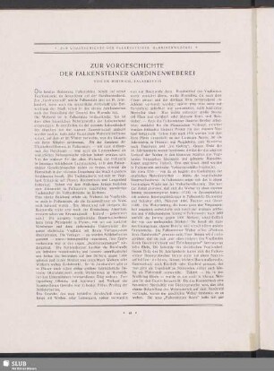 Zur Vorgeschichte Der Falkensteiner Gardinenweberei