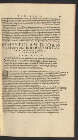 In Epistolam D. Ioannis Apostoli II. Rodolphi Gualtheri Tigurini Homiliarum Sylvae.