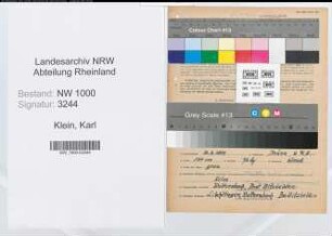 Entnazifizierung Karl Klein, geb. 31.03.1889 (Prediger)