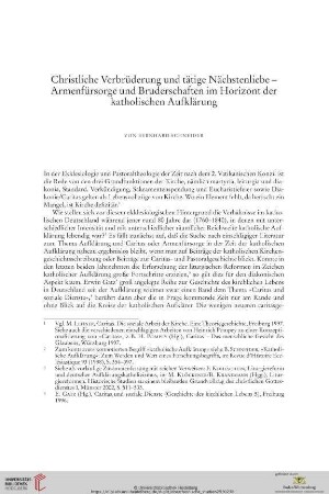Christliche Verbrüderung und tätige Nächstenliebe - Armenfürsorge und Bruderschaften im Horizont der katholischen Aufklärung