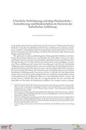 Christliche Verbrüderung und tätige Nächstenliebe - Armenfürsorge und Bruderschaften im Horizont der katholischen Aufklärung