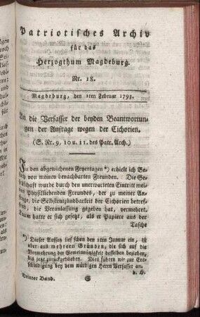 Nr. 18. Magdeburg, den 2ten Februar 1793