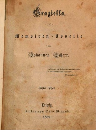 Graziella : Memoiren-Novelle von Johannes Scherr. 1