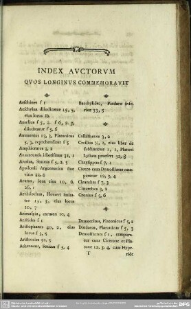 Index Auctorum Quos Longinus Commemoravit