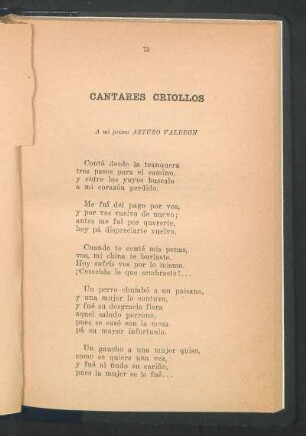 Cantares Criollos : A mi primo Arturo Valdeón