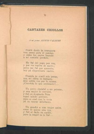 Cantares Criollos : A mi primo Arturo Valdeón