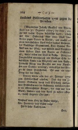 Loudons Heldenthaten 1778 gegen die Preußen.