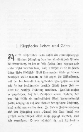 1. Klopstocks Leben und Oden.