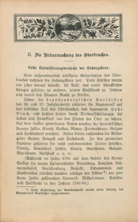 II. Die Urbarmachung des Oderbruchs