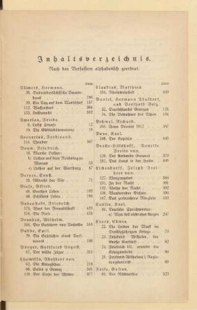 Inhaltsverzeichnis. Nach den Verfassern alphabetisch geordnet