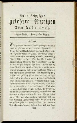 69stes Stück. Den 30sten August.