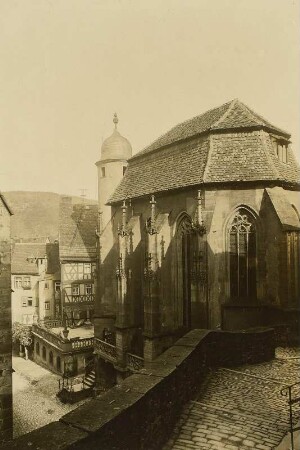 Wertheim. Kilianskapelle (1472/1481, 1903/1904 Rekonstruktion). Ansicht vom Aufgang zur Burg