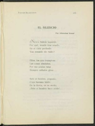 El silencio / por Alfonsina Storni