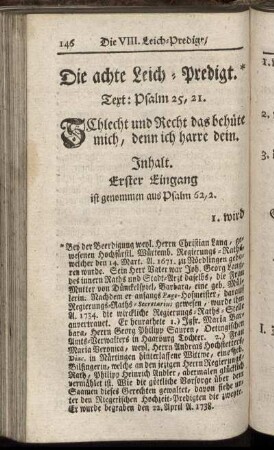 Die achte Leich-Predigt.