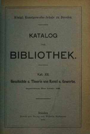 Katalog der Bibliothek. 12. 1896