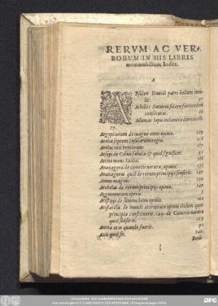 Rerum Ac Verborum In His Libris memorabilium Index.