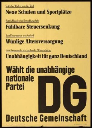 DG - Deutsche Gemeinschaft, Landtagswahl 1964