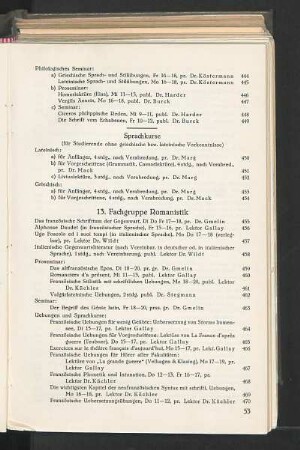 13. Fachgruppe Romanistik