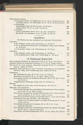 13. Fachgruppe Romanistik