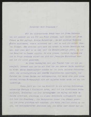 Brief von Gerhart Hauptmann an Stefan Großmann
