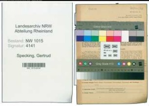 Entnazifizierung Gertrud Specking , geb. 16.09.1903 (Technische Lehrerin)