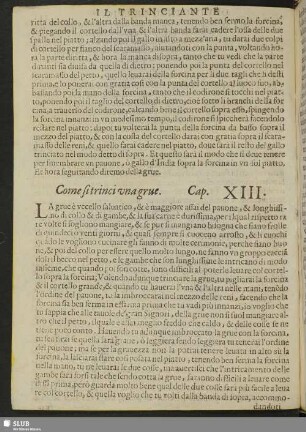 Cap. XIII. Come si trinci vna grue