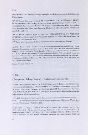 C 15a. Obsequens, Julius (Druck), Catalogus Cometarum