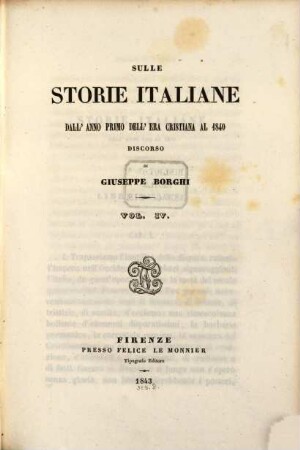 Sulle storie italiane dall'anno primo dell'era cristiana al 1840 : discorso, 4