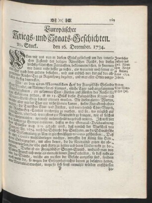 20. Stuck. den 16. December. 1734.