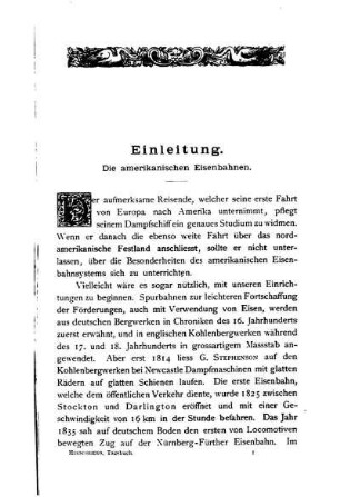 Einleitung. Die amerikanischen Eisenbahnen