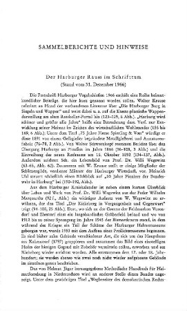Sammelberichte und Hinweise : Der Harburger Raum im Schrifttum, Stand vom 31. Dezember 1966