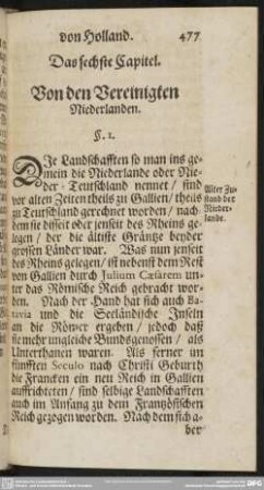 Das sechste Capitel. Von den Vereinigten Niederlanden