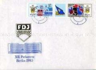 Ersttagsbrief mit 2 Marken zum XII. Parlament der FDJ