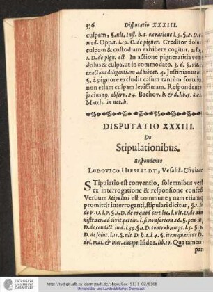 Disputatio XXXIII. De Stipulationibus