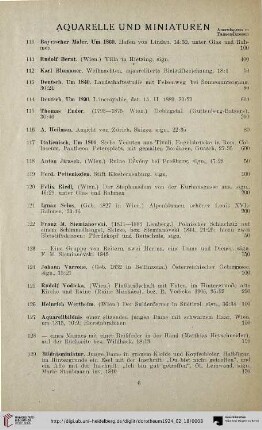 Aqarelle und Miniaturen (Nr. 110-129)