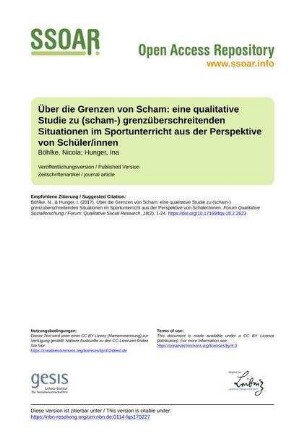 Über die Grenzen von Scham: eine qualitative Studie zu (scham-) grenzüberschreitenden Situationen im Sportunterricht aus der Perspektive von Schüler/innen