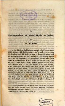 Neue Zeitschrift für Geburtskunde. 32,1. 1852