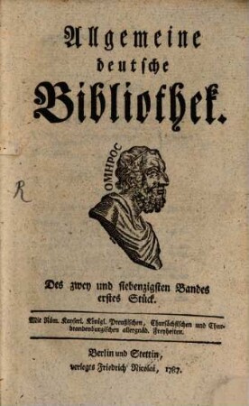 Allgemeine deutsche Bibliothek. 72. 1787