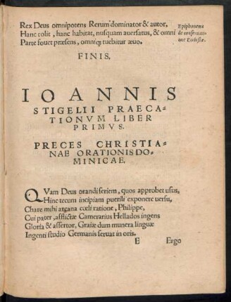 Ioannis Stigelii Praecationum Liber Primus.