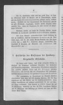 I. Geschichte des Entstehens der Hamburg-Bergedorfer Eisenbahn.