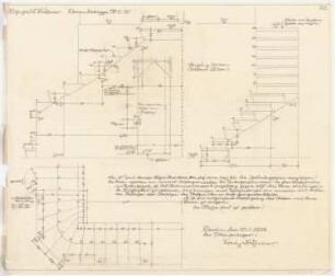 Wohnhaus Böhmer, Heidelberg: Treppe: Grundriss, Schnitte 1:10