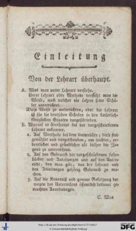 Einleitung. Von der Lehrart überhaupt.