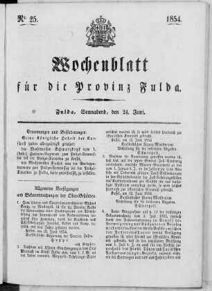 Nr. 25, Ausgabe vom 24. Juni 1854