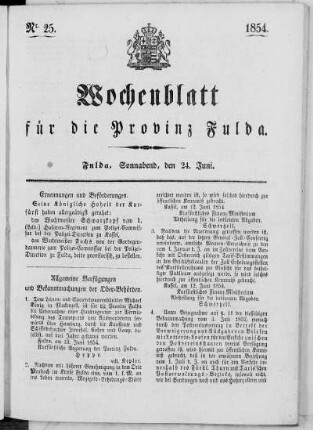 Nr. 25, Ausgabe vom 24. Juni 1854