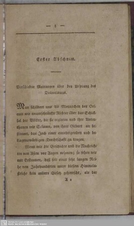 Erster Abschnitt. Verschiedne Meinungen über den Ursprung des Despotismus