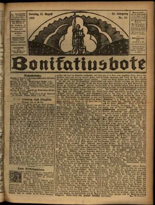 Erste Ausgabe vom Sonntag, den 23. August 1925.