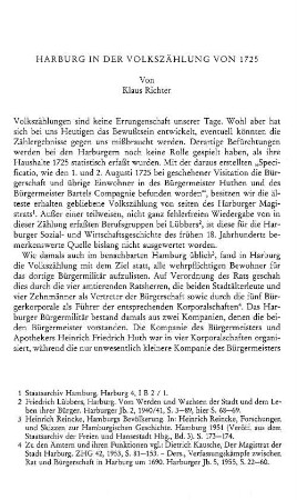 Harburg in der Volkszählung von 1725