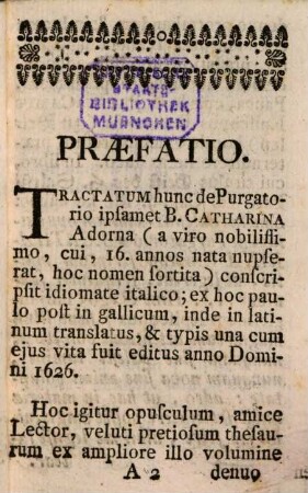 Beatae Catharinae Adornae Genuensis Seraphicae Amatricis Dei Tractatus De Purgatorio