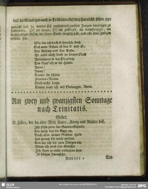 Am zwey und zwanzigsten Sonntage nach Trinitatis