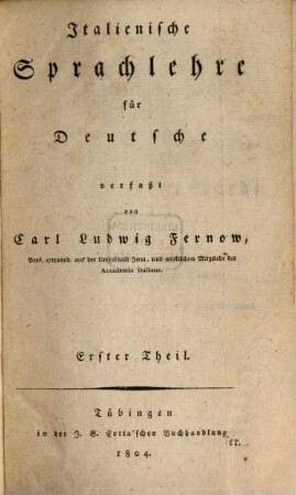 Italienische Sprachlehre für Deutsche, 1